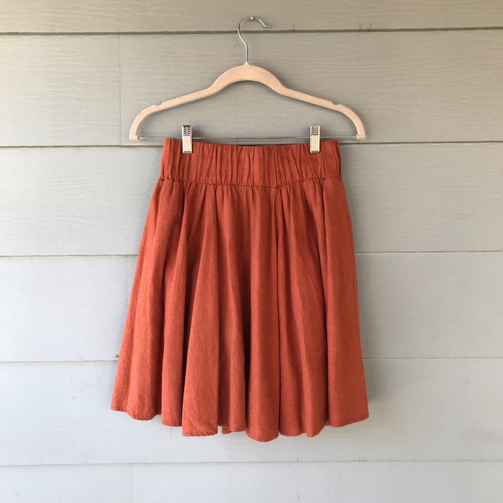 Knee-length Circle Skirt Burnt Orange